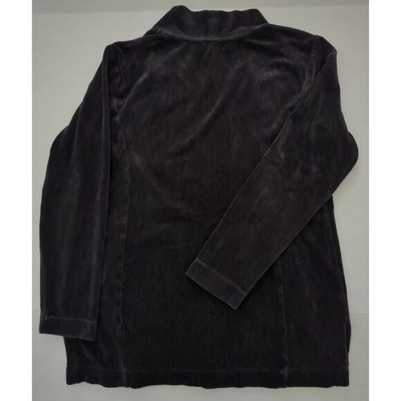 T by TALBOTS Black Velour Open Front Long Sleeve Cardigan Women's Size M - Picture 7 of 7